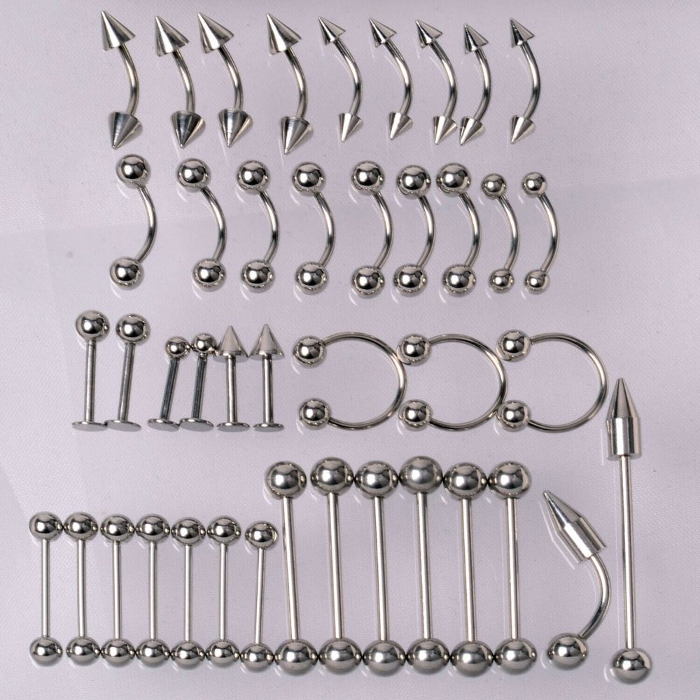 Piercing Jewelry ~ 42-pcs Tongue ~ Lip ~ Belly ~ Navel ~ Eyebrow ~Rings ~ Bundle